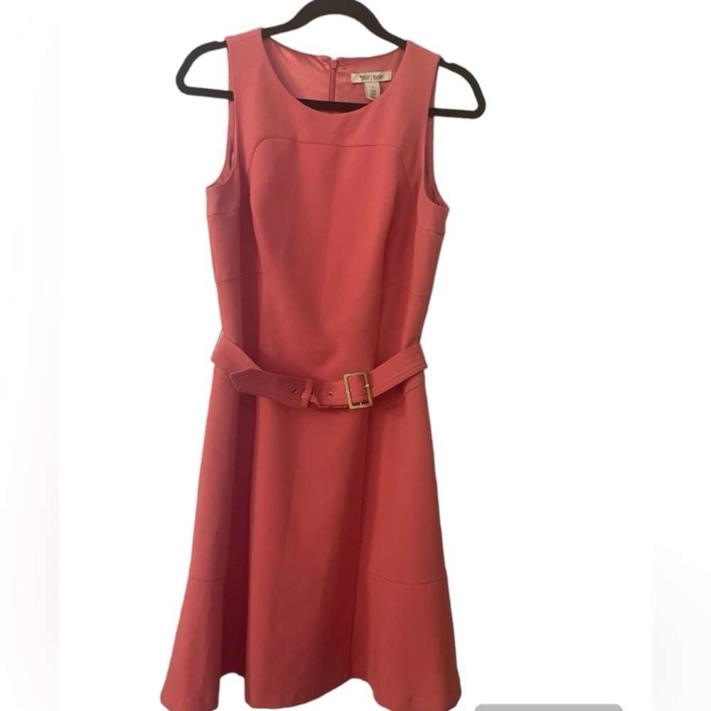 White House Black Market Pink Sleeveless Dress Size 8 belted Office, Night Out